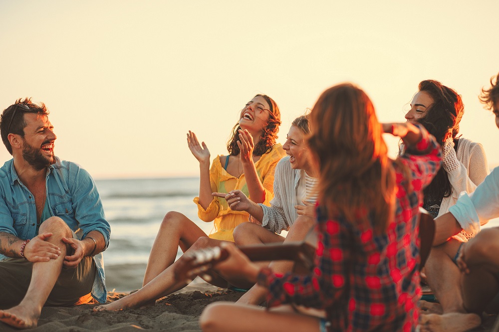 Friends Hanging on Beach