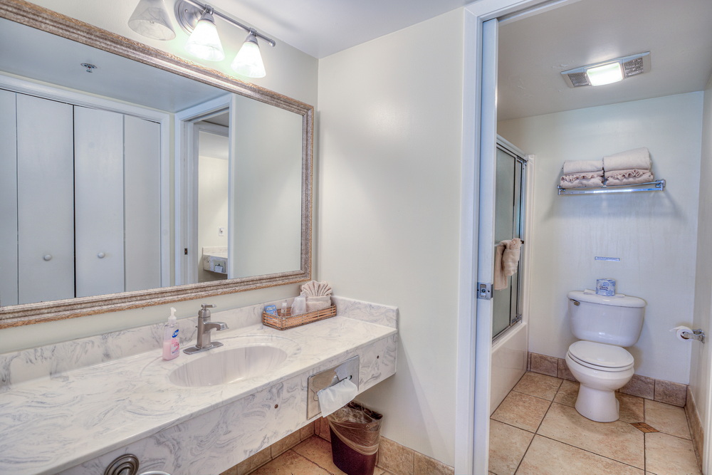 Electric fireplace in the king bedroom