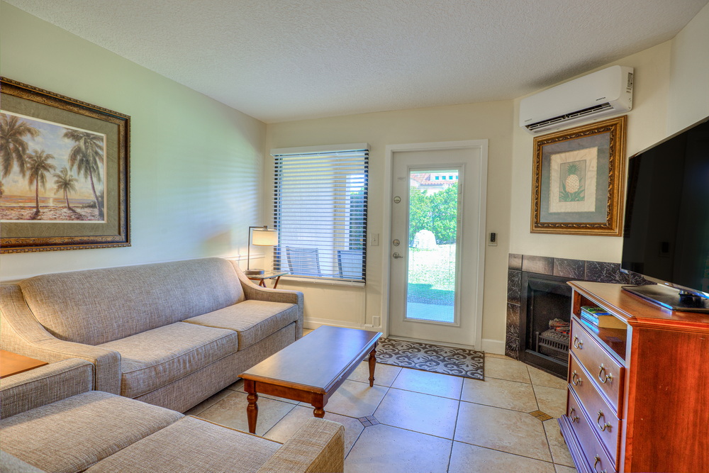 Living area has queen and twin sofa sleepers