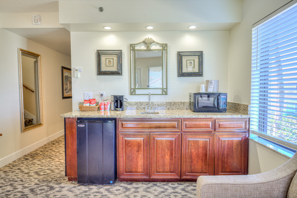 Granite Wet Bar in the Two Level Townhouse Style Suites